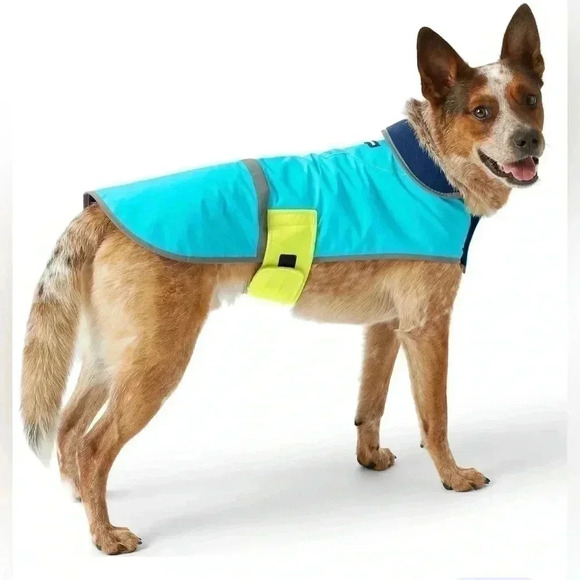 Lands’ End Dog Solid Squall Jacket Coat Scuba Blue - Picture 1 of 8